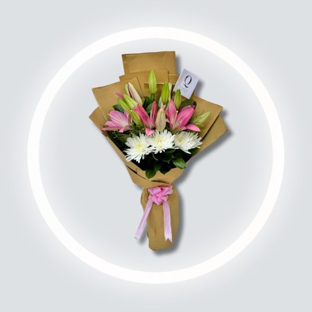 Pink Lilies hand bouquet