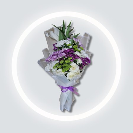 White n Purple flowers in hand bouquet