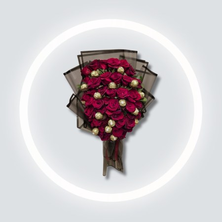 40 red roses flowers with 16 chocolates