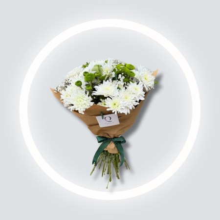 Whitey chrysanthemum flowers hand bouquet